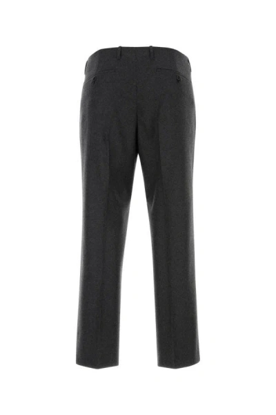 Prada Wool Trousers With Back Pockets And Belt Loops In Gray