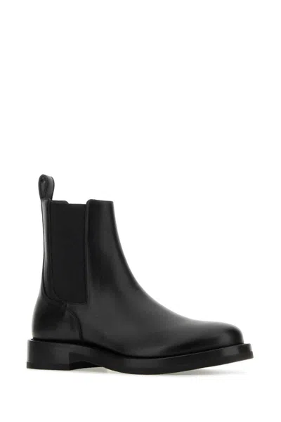 Valentino Studded Leather Ankle Boots With Elastic Panels In Black