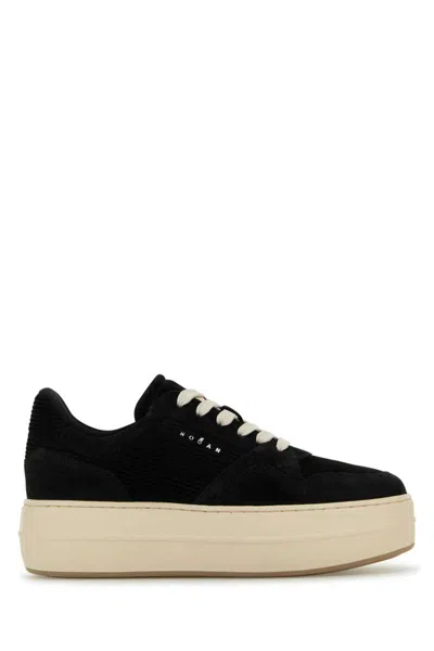 Hogan Skyscraper Suede Platform Sneakers In Black