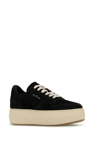 Hogan Skyscraper Suede Platform Sneakers In Black