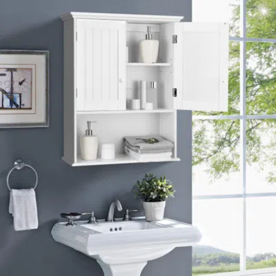 Hivvago 2-door Wall Mount Bathroom Storage Cabinet With Open Shelf-white