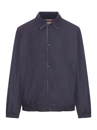 Shop Gucci Reversible Gg Polyester Jacket In Blue