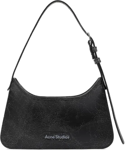 Acne Studios Mini Platt Crackled Leather Shoulder Bag In Black