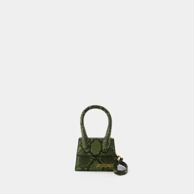 Jacquemus Le Chiquito Mini Python-embossed Leather Shoulder Bag In Green