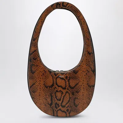 Coperni Snake Print Swipe Bag In Brown