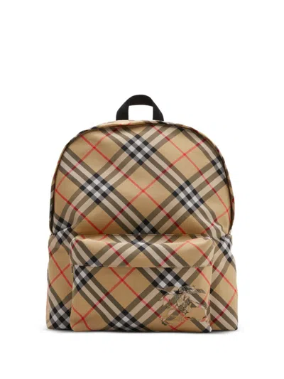 Burberry Men's "check" Backpack In Nude & Neutrals