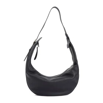 Khaite Augustina Grained Leather Hobo Bag In Black