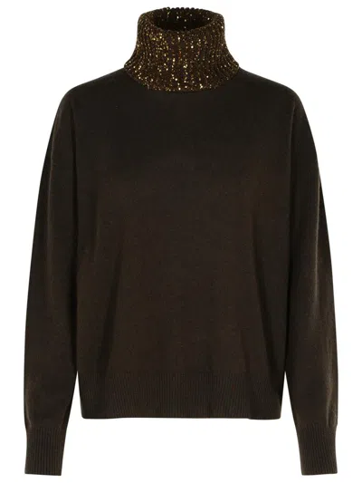 Fabiana Filippi Brown Wool Blend Turtleneck Sweater In Brown