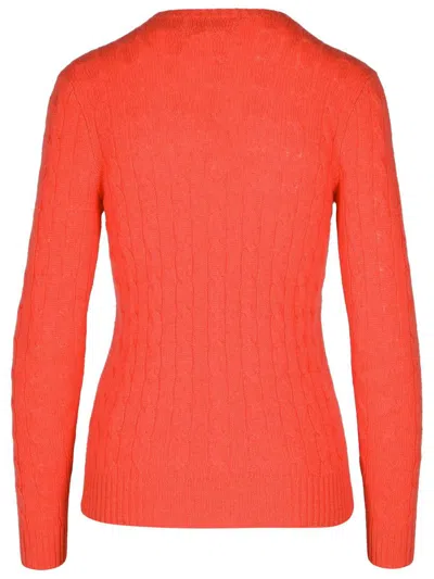 Polo Ralph Lauren Cable Knit Pullover With Ribbed Finish In Orange