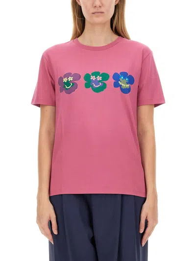 Shop Ps By Paul Smith Ps Paul Smith Trio Flower T-shirt In Pink