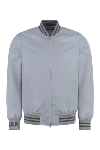 Shop Alexander Mcqueen Nylon Bomber Jacket In Grey