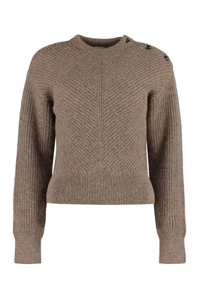 Shop Bottega Veneta Long Sleeve Crew-neck Sweater In Brown