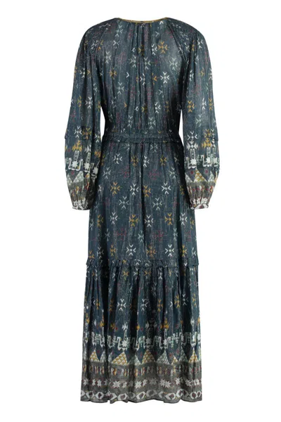 Isabel Marant Étoile Fratela Graphic-print Cotton Midi Dress In Blue