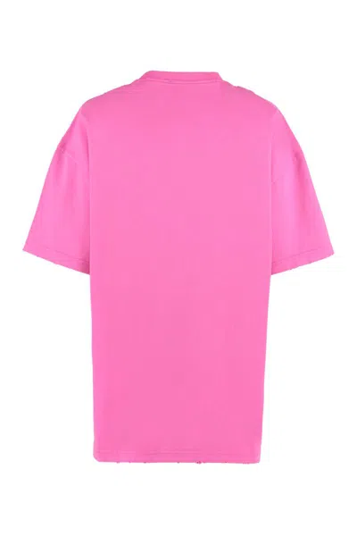 Shop Versace Logo Cotton T-shirt In Pink