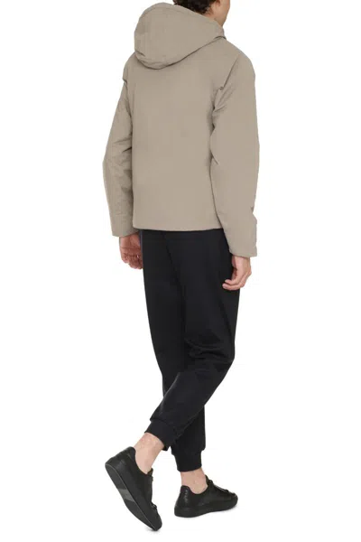 K-way Nylon Jacket With Hood And Drawstrings In Beige