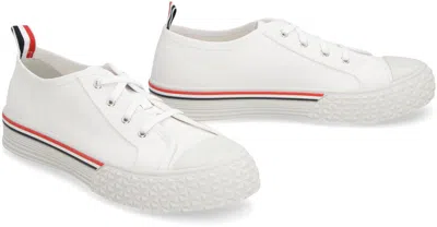 Shop Thom Browne Collegiate Canvas Low-top Sneakers In White