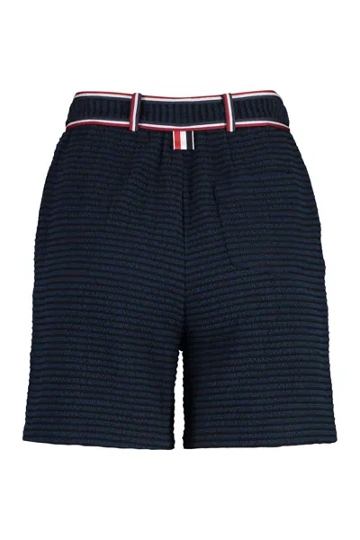 Shop Thom Browne Knitted Shorts In Blue