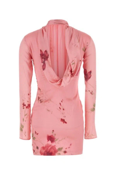 Shop Blumarine Woman Pink Stretch Silk Mini Dress