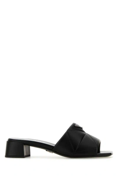 Shop Prada Woman Black Nappa Leather Mules