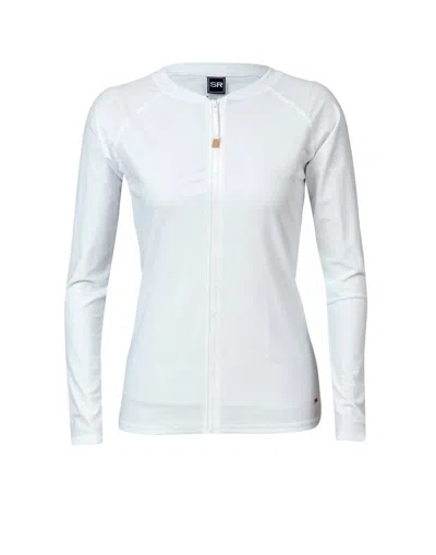 Snapper Rock Ladies Zip Front Rash Top In White In White