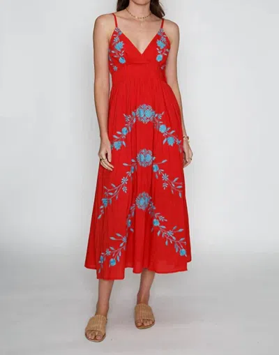 Rubyyaya Atrani Midi Strapy Dress In Red In Red
