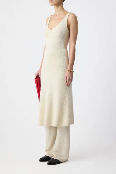 Gabriela Hearst Downs V-neck Silk-cashmere Midi Dress In Ivory