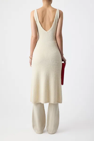Gabriela Hearst Downs V-neck Silk-cashmere Midi Dress In Ivory