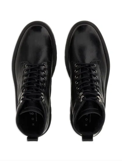 Hogan H673 Combact Boots Shoes In Black