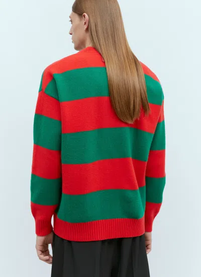 Shop Gucci Men Felted Wool Striped Sweater In Red