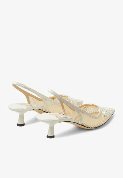 Jimmy Choo Amita 45 Slingback Pumps In Mesh In White