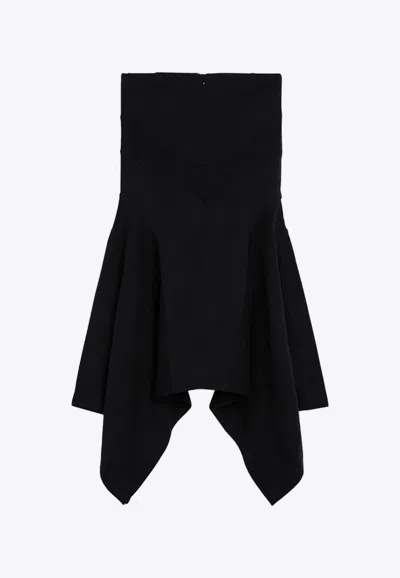 Attico Asymmetric Midi Skirt In Black