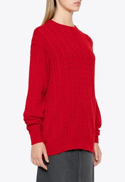 Miu Miu Cable Knit Cashmere Sweater In Red