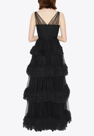 Huishan Zhang Tulle Caitlin Gown In Black