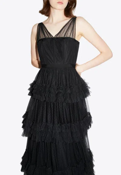 Huishan Zhang Tulle Caitlin Gown In Black