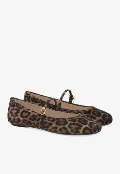 Gianvito Rossi Carla Leopard-print Suede Mary Jane Ballet Flats In Multicolor