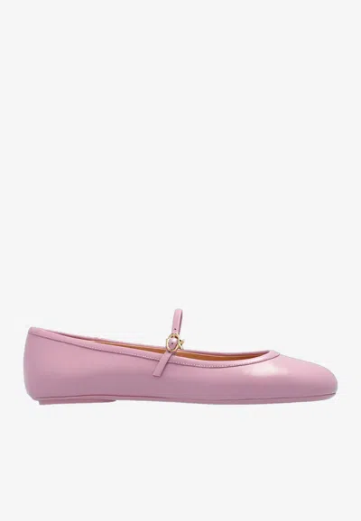 Gianvito Rossi 10mm Carla Soft Leather Ballerina Flats In Pink