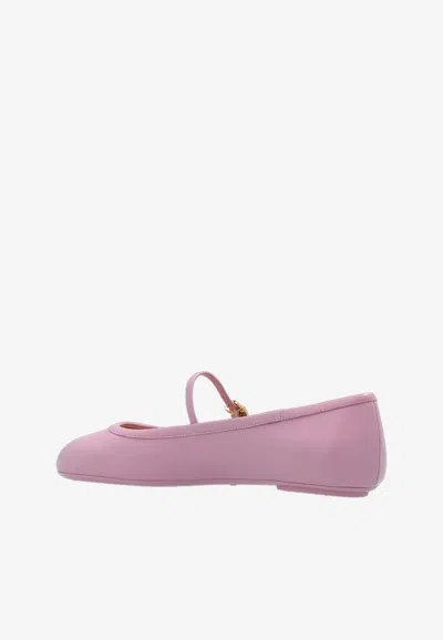 Gianvito Rossi 10mm Carla Soft Leather Ballerina Flats In Pink