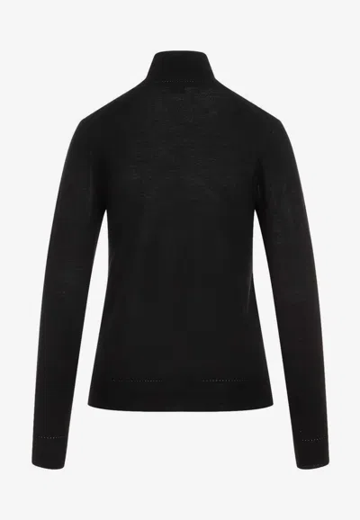 Saint Laurent Cassandre Wool Turtleneck Sweater Clothing In Black
