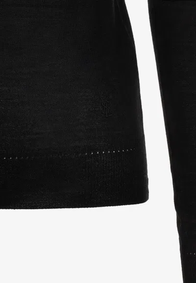 Saint Laurent Cassandre Wool Turtleneck Sweater Clothing In Black