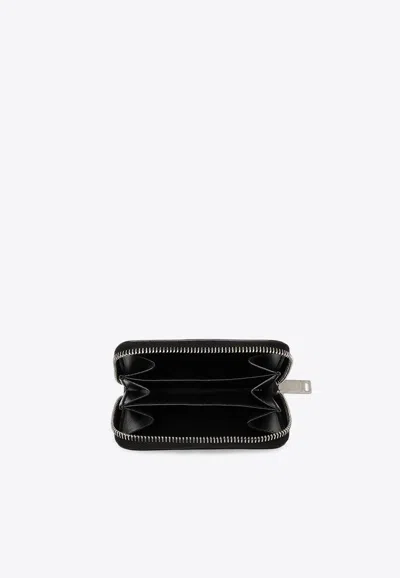 Saint Laurent Cassandre Zip-around Calf Leather Wallet In Black