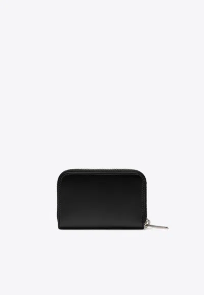 Saint Laurent Cassandre Zip-around Calf Leather Wallet In Black