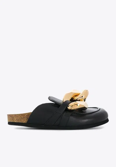 Jw Anderson J. W. Anderson Chain Loafers With Prominent Silver Chain Detail In Black