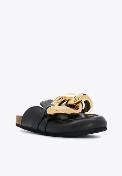 Jw Anderson J. W. Anderson Chain Loafers With Prominent Silver Chain Detail In Black