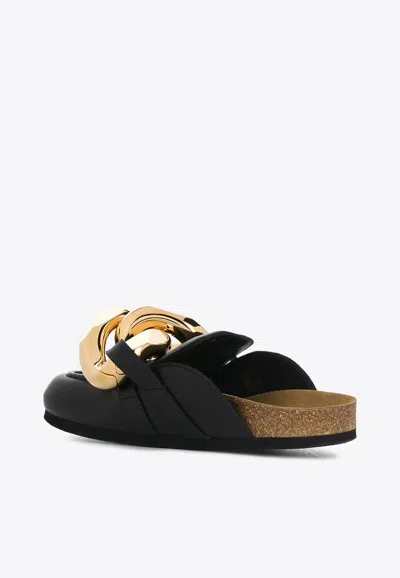 Jw Anderson J. W. Anderson Chain Loafers With Prominent Silver Chain Detail In Black