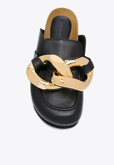 Jw Anderson J. W. Anderson Chain Loafers With Prominent Silver Chain Detail In Black