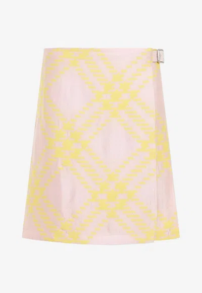 Burberry Checked A-line Mini Skirt In Pink