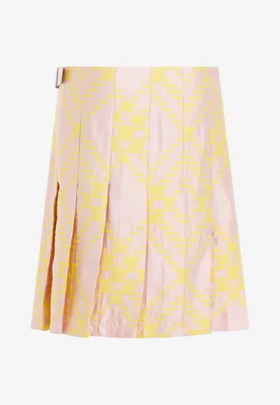 Burberry Checked A-line Mini Skirt In Pink