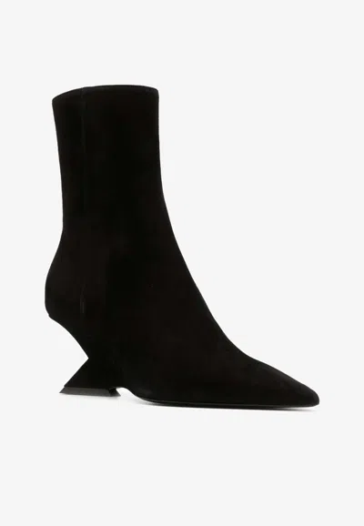 Attico Cheope Suede Leather Ankle Boots 60mm In Black