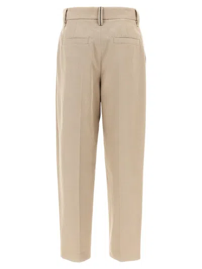 Shop Brunello Cucinelli Canvas Pants In Beige