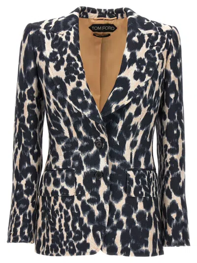 Shop Tom Ford Animal Print Single-breasted Blazer In Multicolor